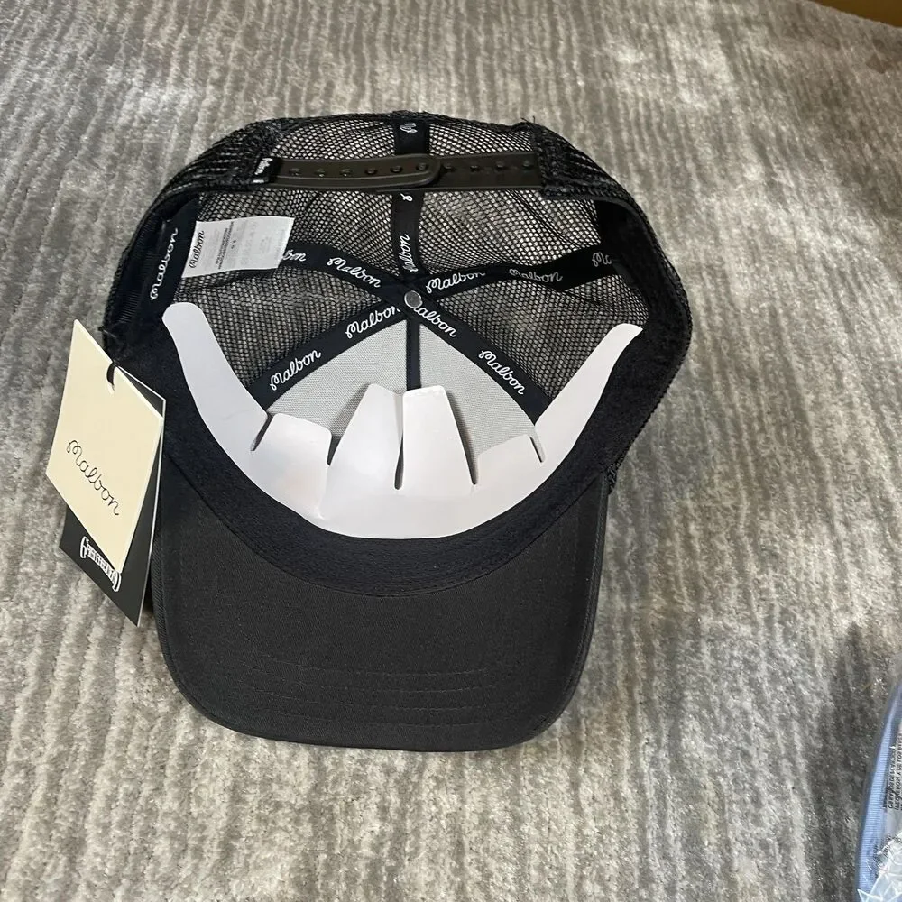 Malbon Grateful Dead Hat Cap Snap Back Mens OS Black Trucker Mesh Golf Skull